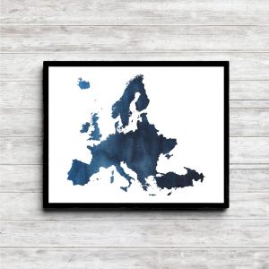 Blue Europe Watercolor Printable