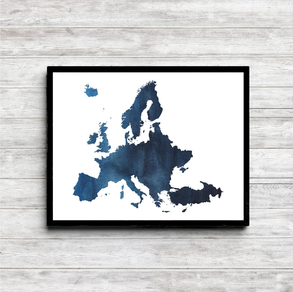 Blue Europe Watercolor Printable