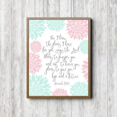 Jeremiah 29:11 Pink & Mint Printable