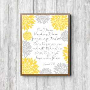 Jeremiah 29:11 Yellow & Gray Printable