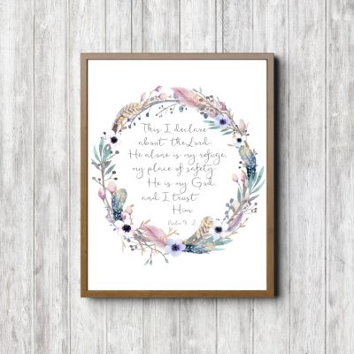 Psalm 91:2 Feathery Floral Printable