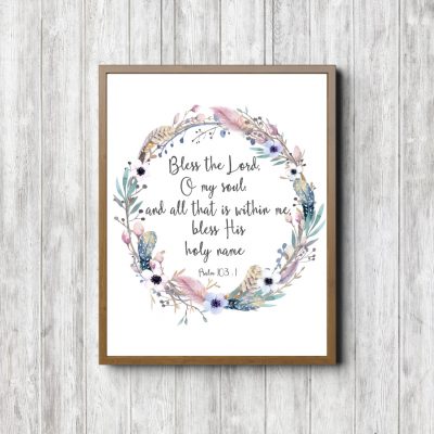 Psalm 103:1 Rustic Wreath Printable