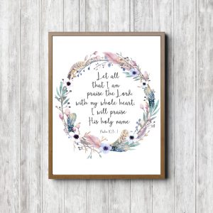 Psalm 103:1 Feather Wreath Printable