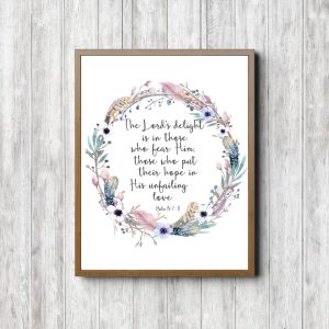 Psalm 147:11 Feathers Flowers Printable