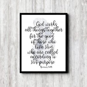 Romans 8:28 Watercolor Feather Printable