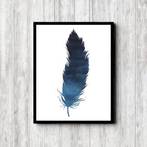 Modern Office Blue Feather Poster