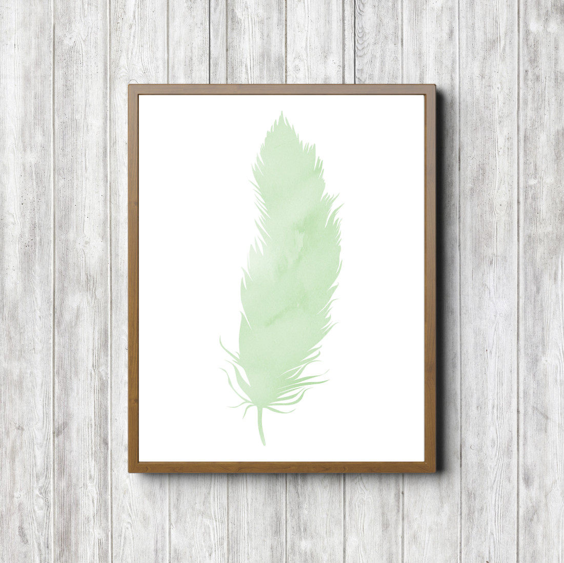 Green Feather Minimalist Nursery Poster