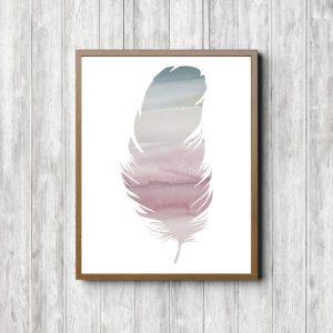 Mauve Watercolor Feather Printable