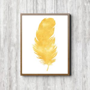 Minimalist Boys Room Yellow Feather
