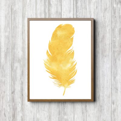 Minimalist Boys Room Yellow Feather