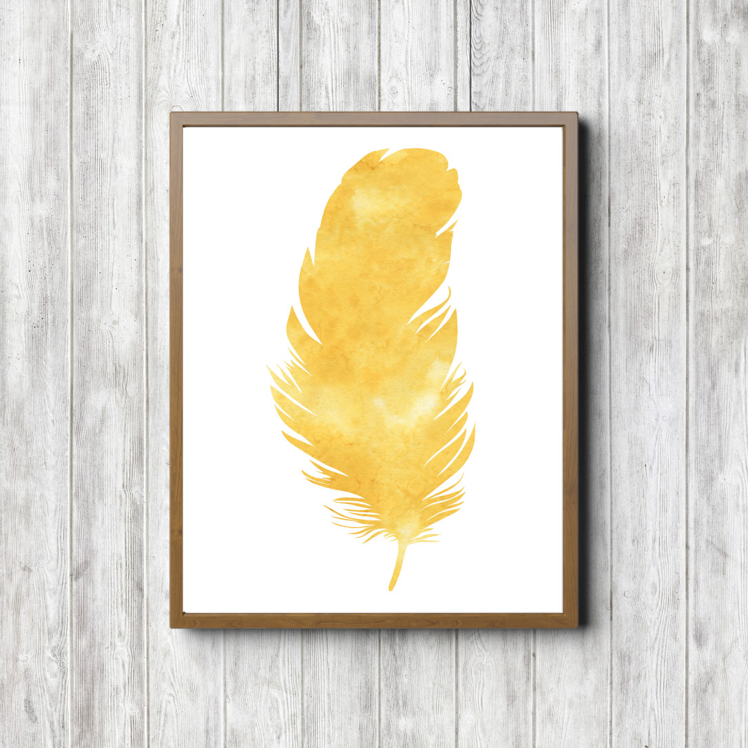 Minimalist Boys Room Yellow Feather