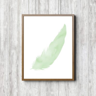 Modern Minimalist Mint Feather Print