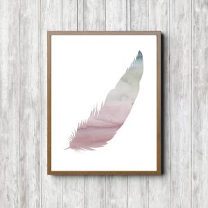 Modern Bathroom Mauve Feather Printable