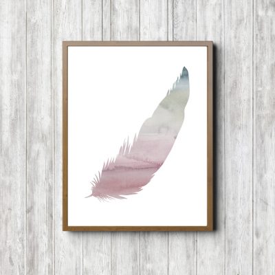 Modern Bathroom Mauve Feather Printable
