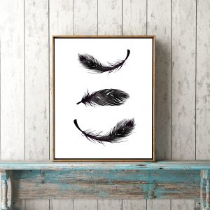 Modern Minimalist Black Feather Wall Art