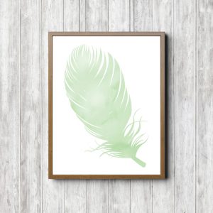Simple Bedroom Mint Feather Print