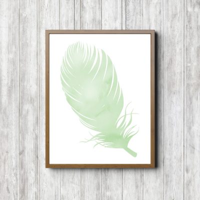 Simple Bedroom Mint Feather Print
