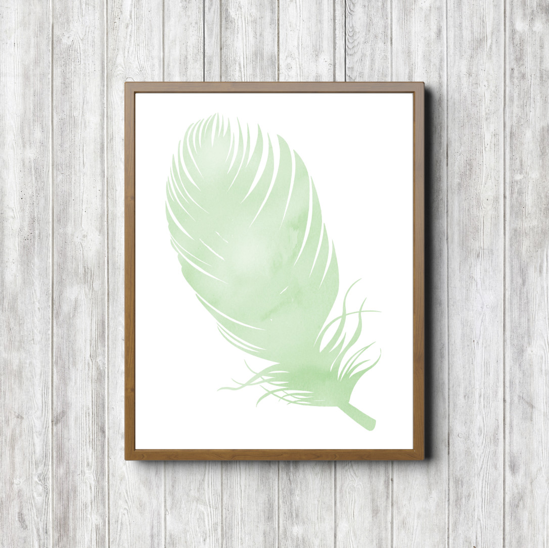 Simple Bedroom Mint Feather Print