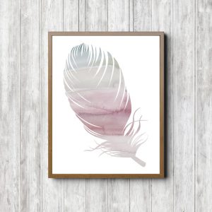 Mauve Watercolor Feather Bedroom Printable
