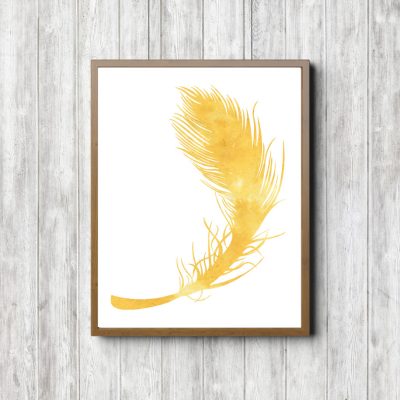 Yellow Watercolor Feather Printable