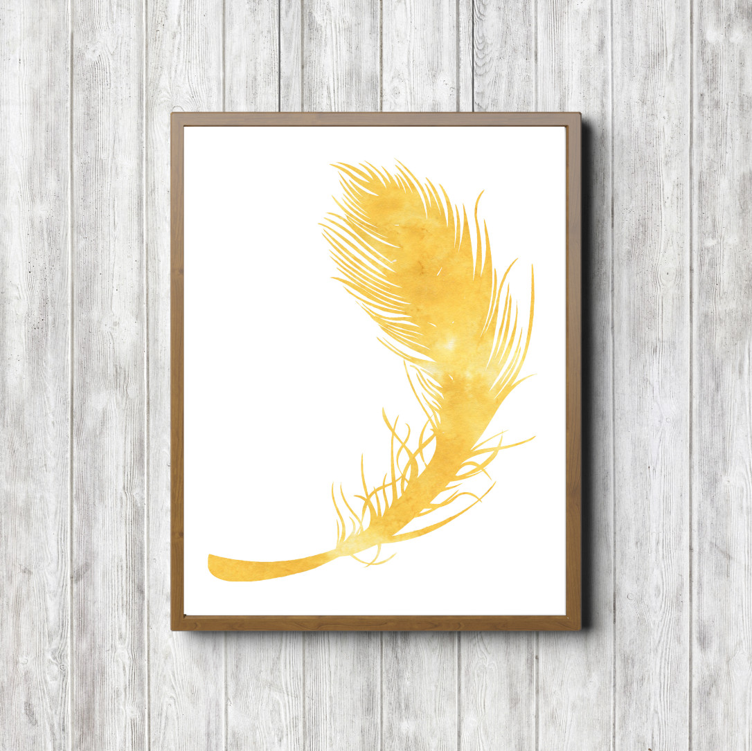 Yellow Watercolor Feather Printable