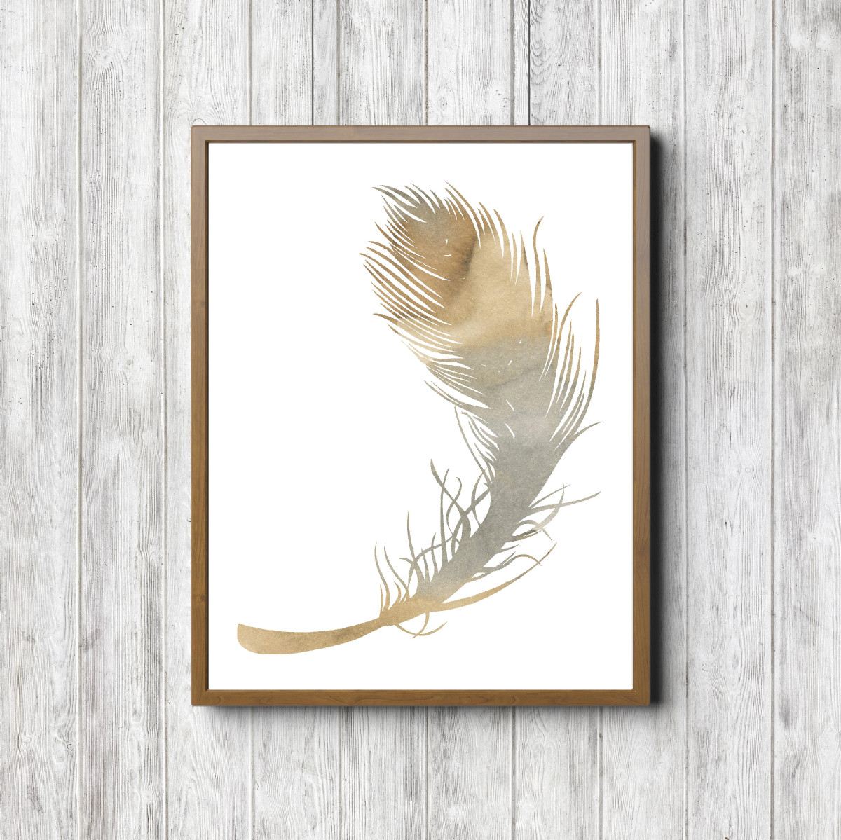 Watercolor Feather Boys Room Decor