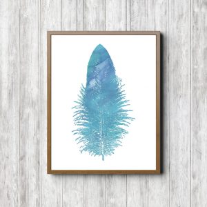 Blue Modern Minimalist Feather Printable