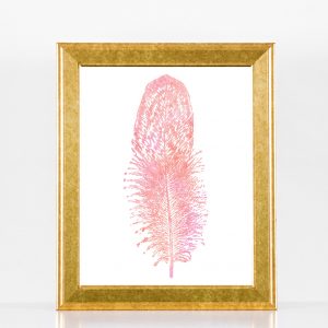 Pink Watercolor Feather Nursery Print