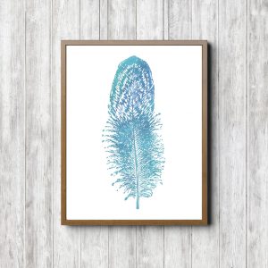 Blue Watercolor Feather Printable
