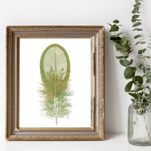 Green Watercolor Feather Printable