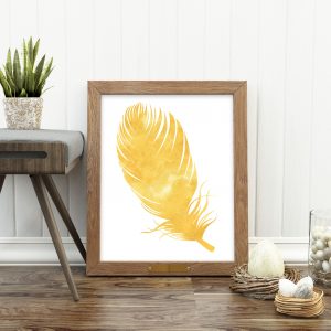 Modern Minimalist Yellow Feather Poster