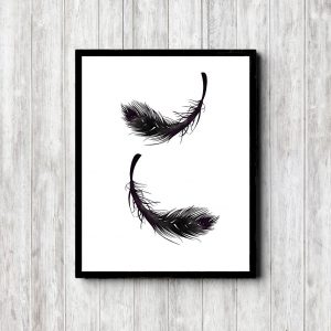 Simple Feather Bathroom Wall Art