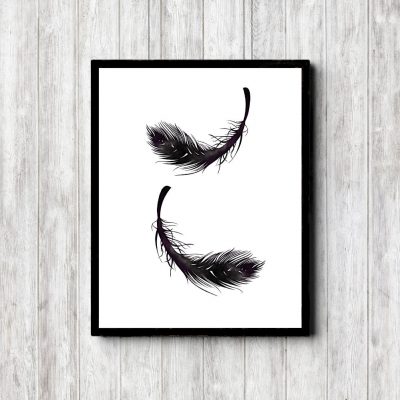 Simple Feather Bathroom Wall Art