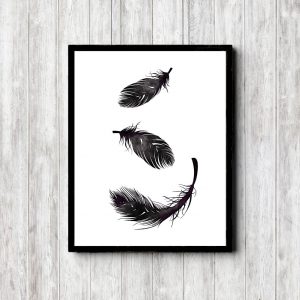 Modern Bedroom Black Feather Decor