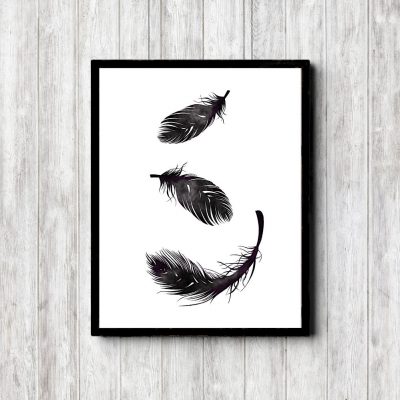 Modern Bedroom Black Feather Decor