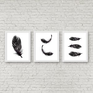 Black Minimalist Feathers Printable Set