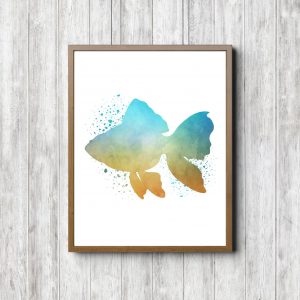 Yellow & Turquoise Watercolor Fish Printable