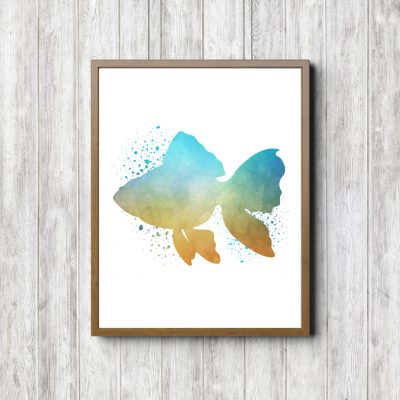 Yellow & Turquoise Watercolor Fish Printable