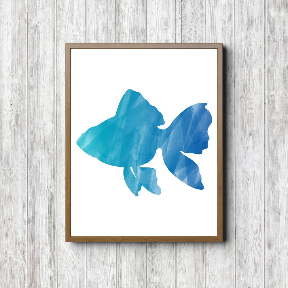 Blue Watercolor Fish Printable