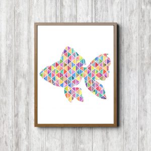 Geometric Watercolor Fish Printable