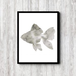 Gray Watercolor Fish Printable