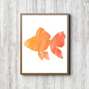 Yellow & Orange Watercolor Fish Printable