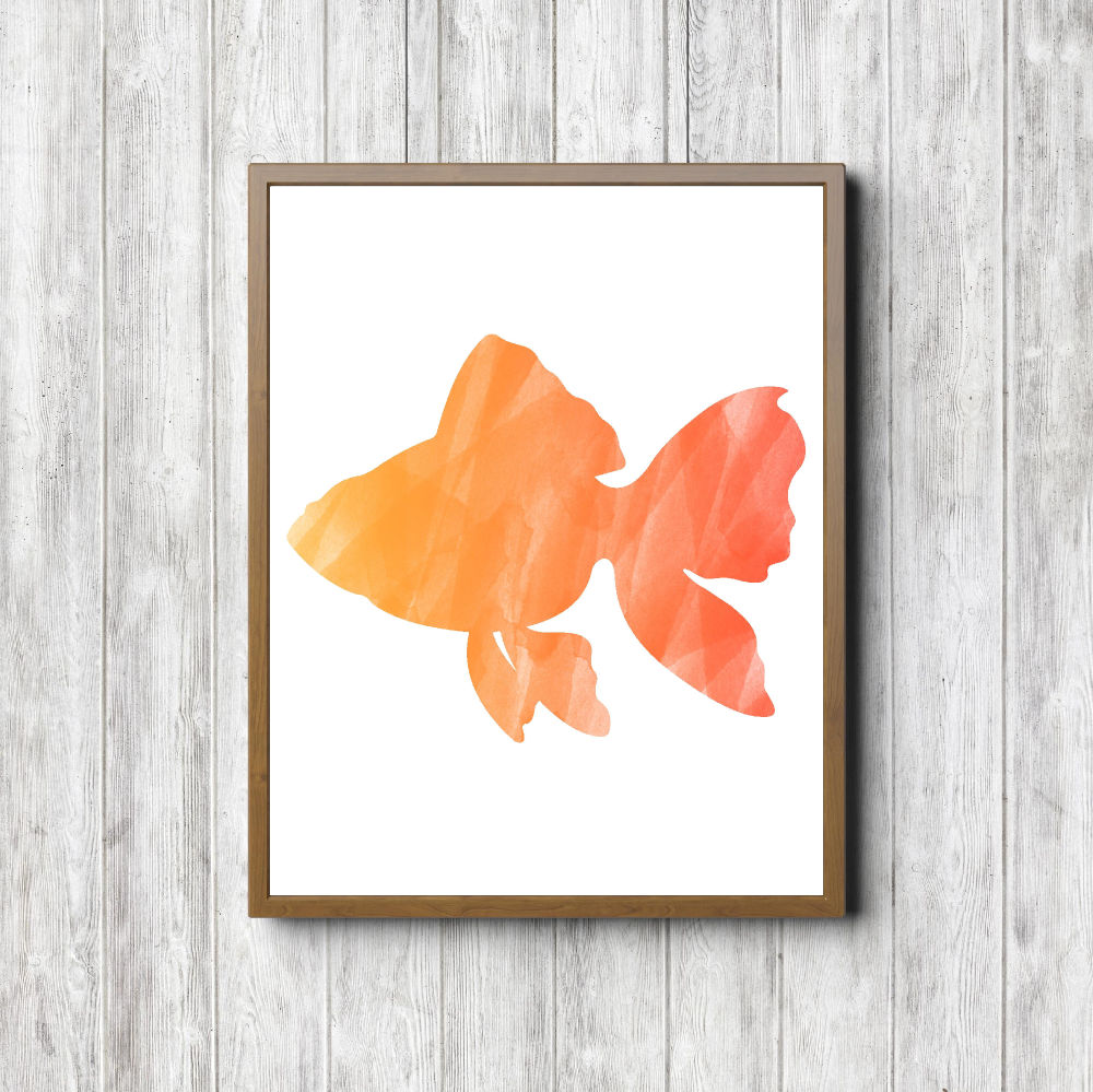 Yellow & Orange Watercolor Fish Printable
