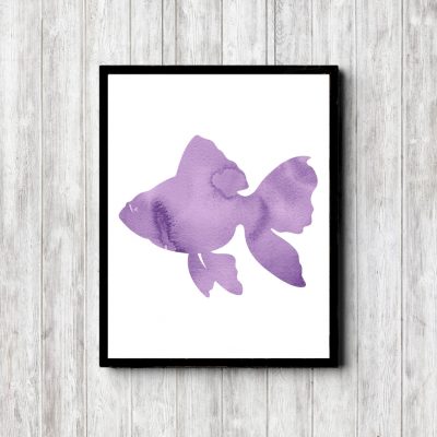 Purple Watercolor Fish Printable