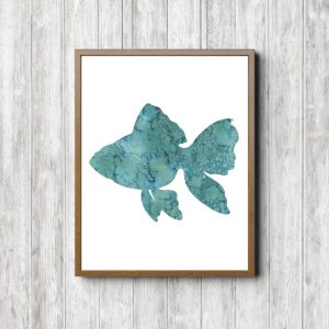 Teal Watercolor Fish Printable