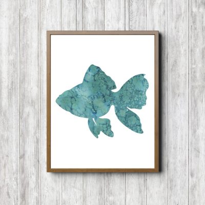 Teal Watercolor Fish Printable