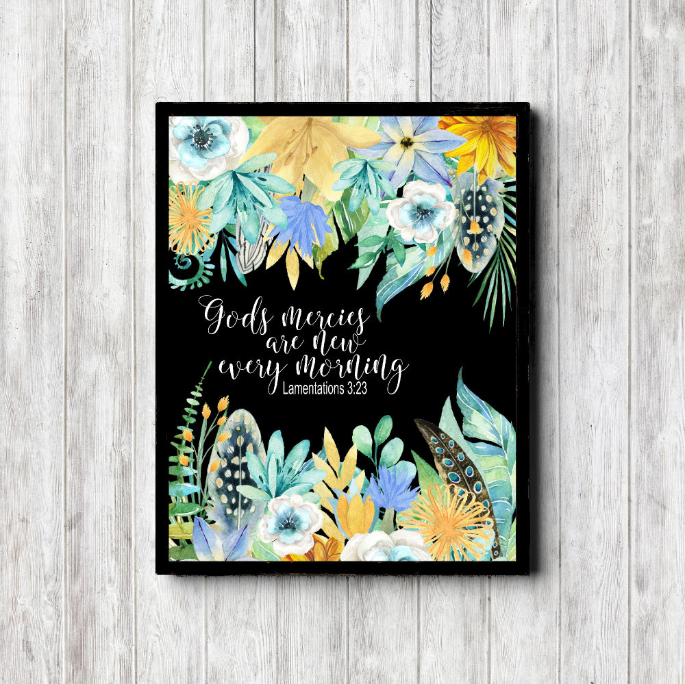 Lamentations 3:23 Floral Scripture Printable
