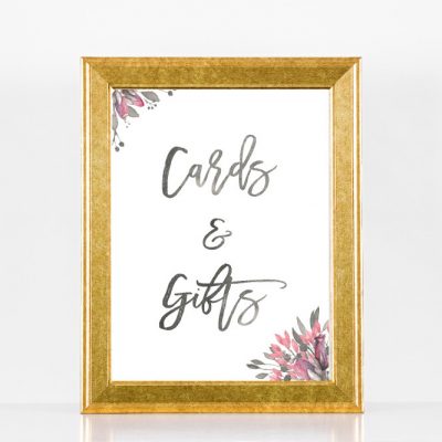 Cards & Gifts Floral Wedding Sign