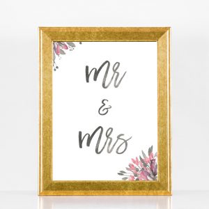 Mr & Mrs Floral Wedding Sign