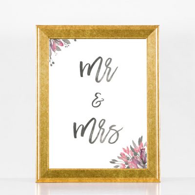 Mr & Mrs Floral Wedding Sign